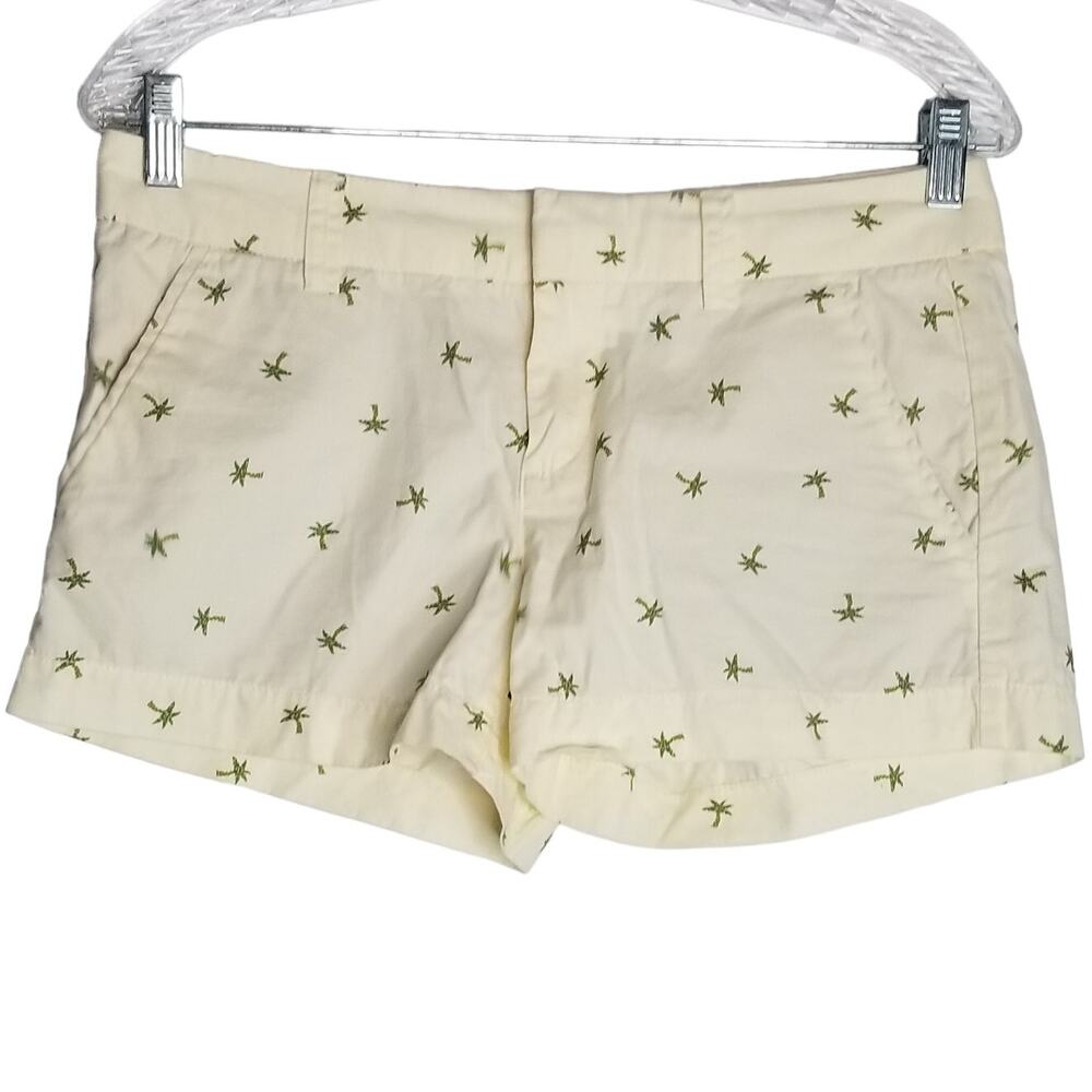 Uniqlo Cuffed Flat Front Chino Shorts Palm Tree Print, Size 12